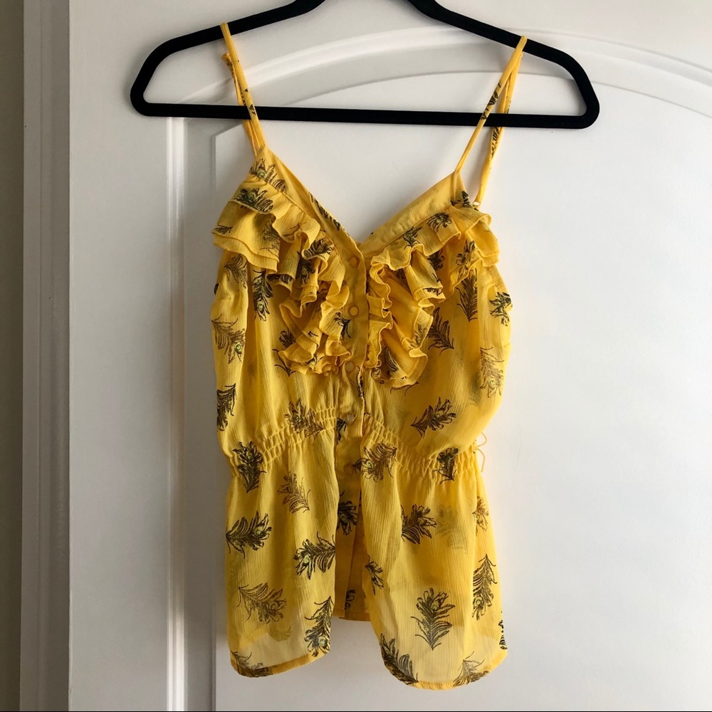 Sheer Yellow Button Top